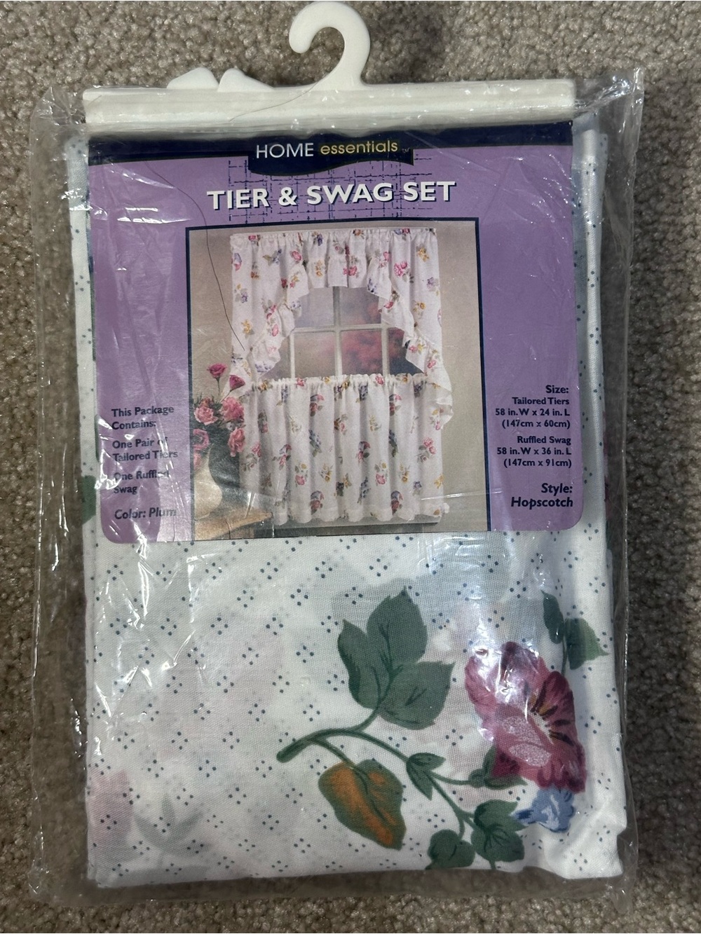 Vintage HOME essentials Plum Floral Tier & Swag Set
